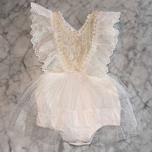 SWEET GABBY ROMPER WITH LACE TULLE SKIRT 12/18M